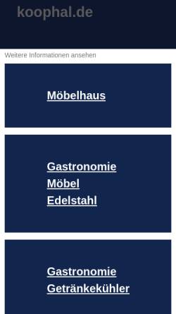 Vorschau der mobilen Webseite www.koophal.de, J. v. N. Ziegler - De Koophal Gross- und Einzelversand Handel