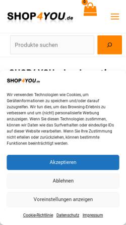 Vorschau der mobilen Webseite www.shop4you.de, Shop4You GmbH
