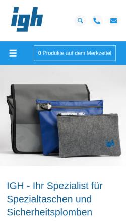 Vorschau der mobilen Webseite www.igh-optimail.de, IGH Papierhandels GmbH