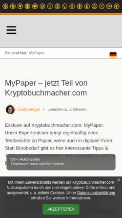 Vorschau der mobilen Webseite www.mypaper.de, Mypaper.de UG