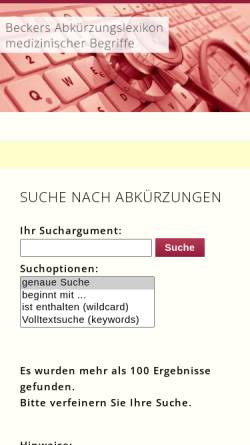 Vorschau der mobilen Webseite www.medizinische-abkuerzungen.de, Beckers Abkürzungslexikon