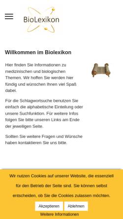Vorschau der mobilen Webseite www.biolexikon.com, Biolexikon