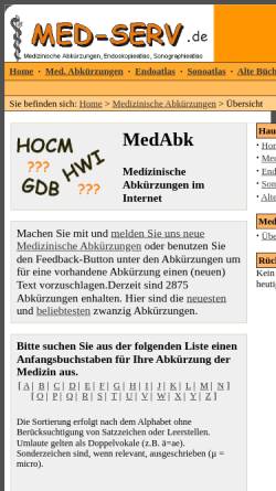 Vorschau der mobilen Webseite www.med-serv.de, Medizinische Abkürzungen