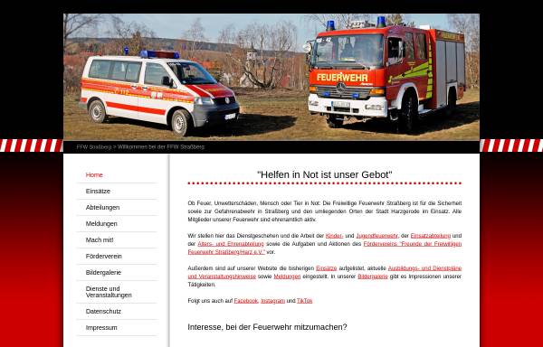 Vorschau von www.ffwstrassberg.de, Freiwillige Feuerwehr Straßberg