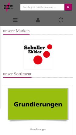 Vorschau der mobilen Webseite www.farbenklein.de, Farben Klein GmbH