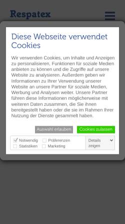 Vorschau der mobilen Webseite www.respatex.de, Respatex GmbH