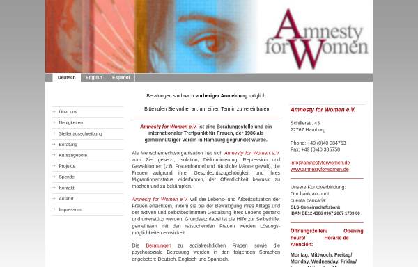 Vorschau von www.amnestyforwomen.de, Amnesty for Women Städtegruppe Hamburg e.V.
