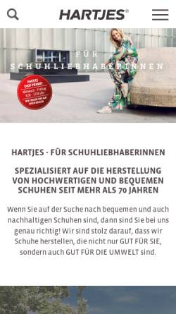 Vorschau der mobilen Webseite www.hartjes.at, Hartjes GmbH