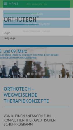 Vorschau der mobilen Webseite orthotech-gmbh.de, Orthotech GmbH