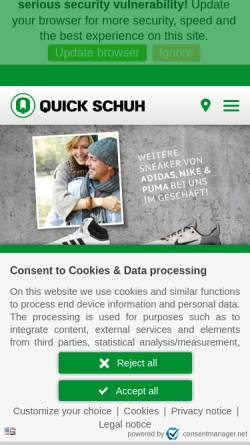 Vorschau der mobilen Webseite www.quick-schuh.com, Quick Schuh Handelsgesellschaft mbH & Co.KG