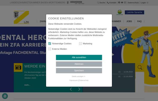 Vorschau von lzk-bw.de, Landeszahnärztekammer Baden-Württemberg