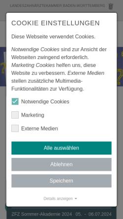 Vorschau der mobilen Webseite lzk-bw.de, Landeszahnärztekammer Baden-Württemberg