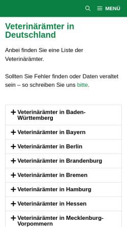 Vorschau der mobilen Webseite www.veterinaeraemter-bw.de, Veterinärämter Baden-Württemberg