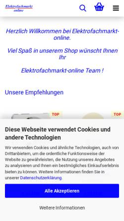 Vorschau der mobilen Webseite www.elektrofachmarkt-online.de, Elektrofachmarkt-Online by C-EC-IS GmbH