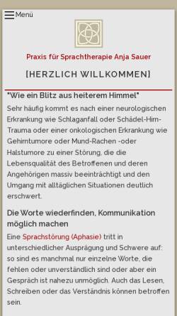 Vorschau der mobilen Webseite www.sauer-sprachtherapie.de, Praxis für Sprachtherapie Anja Sauer-Egner