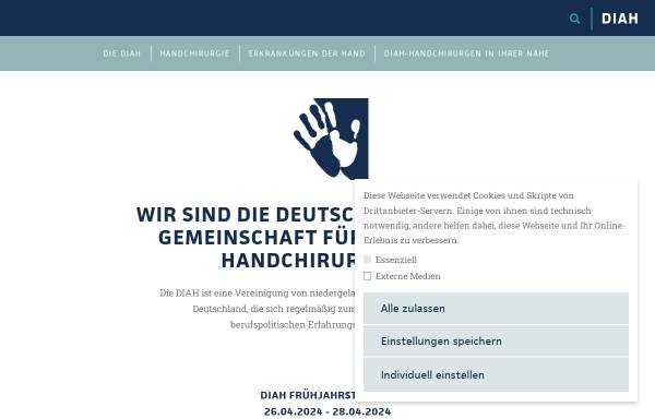 Vorschau von handchirurgie-diah.de, Deutsche Interessengemeinschaft Ambulante Handchirurgie