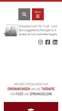 Vorschau der mobilen Webseite www.gesellschaft-fuer-fusschirurgie.de, Gesellschaft für Fußchirurgie e.V.