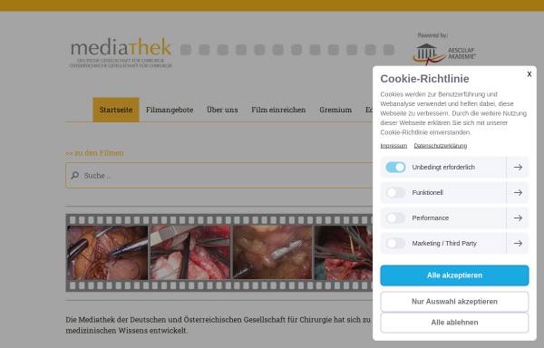 Vorschau von mediathek-dgch.de, Mediathek der Deutschen Gesellschaft für Chirurgie (DGCH)
