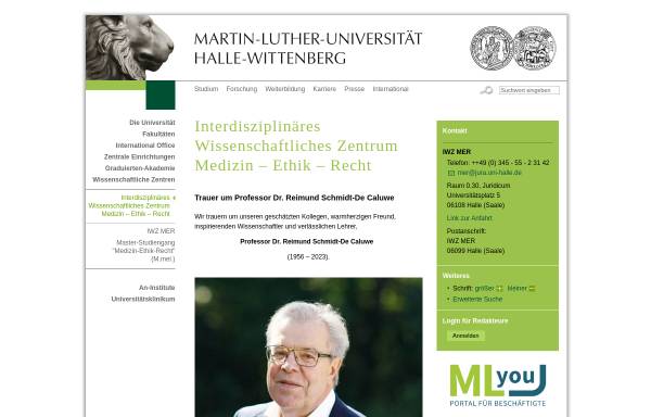 Vorschau von mer.jura.uni-halle.de, Interdisziplinäres Zentrum Medizin-Ethik-Recht