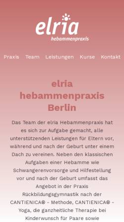 Vorschau der mobilen Webseite www.elria.de, Elria Hebammenpraxis