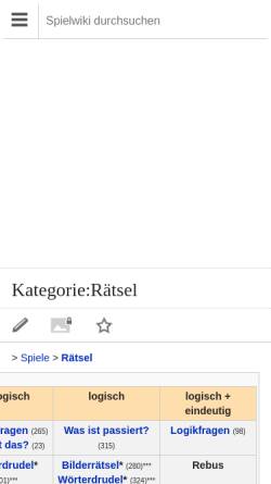 Vorschau der mobilen Webseite www.spielwiki.de, Spielwiki.de