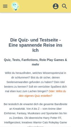 Vorschau der mobilen Webseite www.testedich.de, Testedich