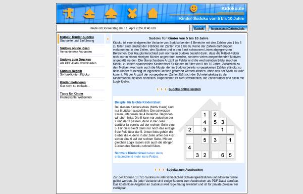 Vorschau von www.kidoku.de, Zahlenrätsel für Kinder
