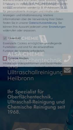 Vorschau der mobilen Webseite www.alsa-chemie.de, ALSA-CHEMIE Oberflächentechnik