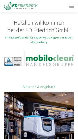 Vorschau der mobilen Webseite www.fd-friedrich.com, Friedrich Mobiloclean Handelsgruppe, Inh. Horst Friedrich