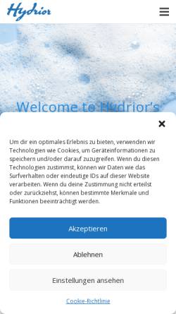 Vorschau der mobilen Webseite www.hydrior.com, Hydrior AG