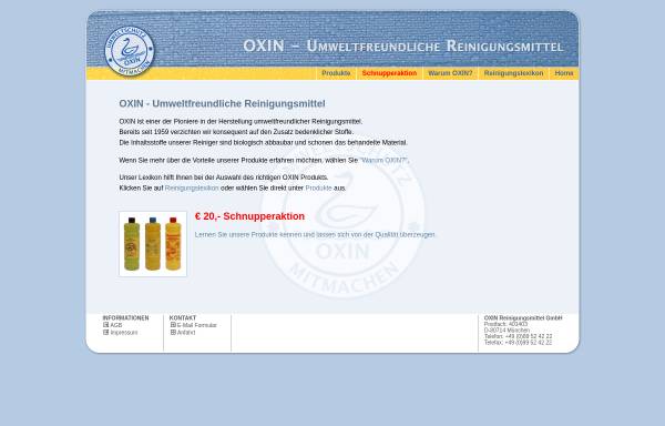 Vorschau von www.oxin-online.de, OXIN Reinigungsmittel GmbH