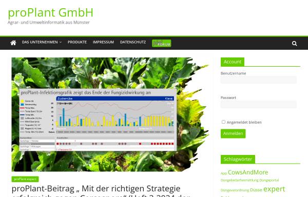 Vorschau von proplant.de, proPlant Gesellschaft für Agrar-und Umweltinformatik mbH