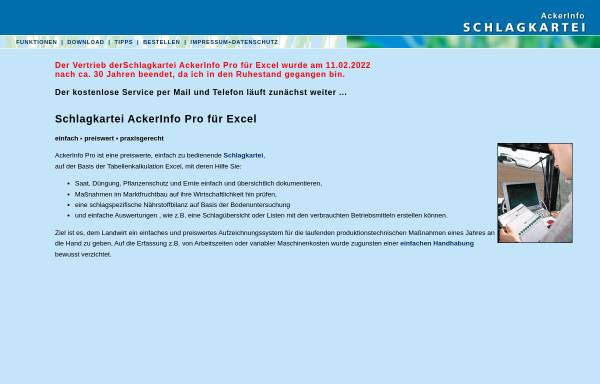 Vorschau von www.acker-info.de, Schlagkartei Acker-Info, Hinrich Drangmeister
