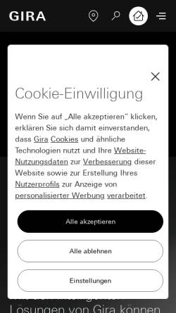 Vorschau der mobilen Webseite www.gira.de, Giersiepen GmbH & Co. KG