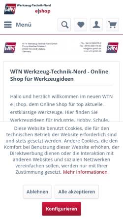 Vorschau der mobilen Webseite www.wtn-shop.de, WTN Werkzeug-Technik-Nord