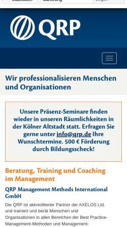 Vorschau der mobilen Webseite www.qrpmmi.de, QRP Management Methods International GmbH