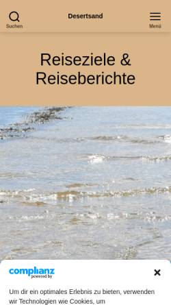 Vorschau der mobilen Webseite www.desertsand.de, DesertSand - Travel Journal [Silke Jegodzinski]