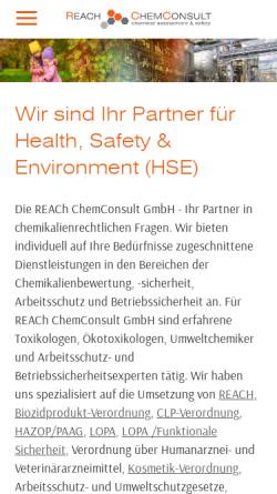 Vorschau der mobilen Webseite www.reach-chemconsult.com, REACh ChemConsult GmbH