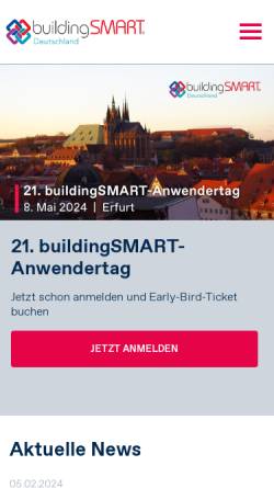 Vorschau der mobilen Webseite www.buildingsmart.de, IAI Industrieallianz für Interoperabilität e. V.
