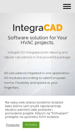 Vorschau der mobilen Webseite integracad.com, IntegraCAD HVAC design