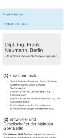 Vorschau der mobilen Webseite www.neumannfrank.de, Kunststofftechnik Software