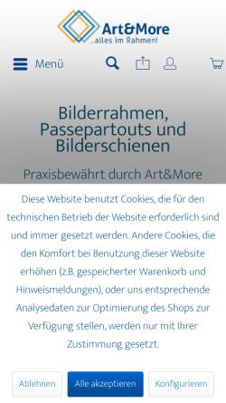 Vorschau der mobilen Webseite www.art-more.de, Art & More Bilder und Leisten GmbH