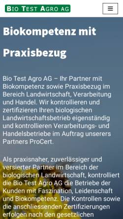 Vorschau der mobilen Webseite www.bio-test-agro.ch, Bio Test Agro AG