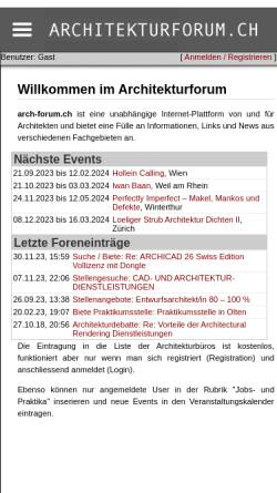 Vorschau der mobilen Webseite www.arch-forum.ch, Architekturforum