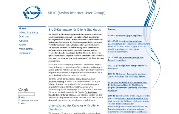 Vorschau von www.siug.ch, Swiss Internet User Group