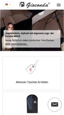 Vorschau der mobilen Webseite gioconda.de, Gioconda Markenkleiderschutz by Richly-Materne junior GmbH