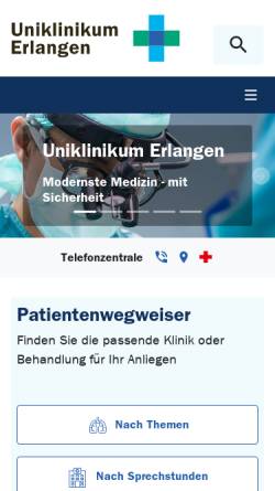 Vorschau der mobilen Webseite www.uk-erlangen.de, Universitätsklinikum Erlangen