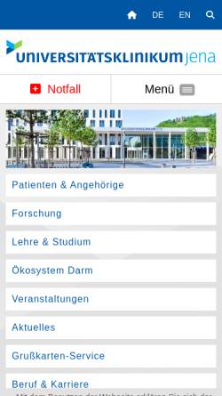 Vorschau der mobilen Webseite www.uniklinikum-jena.de, Universitätsklinikum Jena
