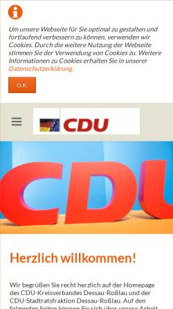 Vorschau der mobilen Webseite www.cdu-dessau-rosslau.de, CDU Dessau-Roßlau