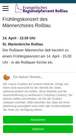 Vorschau der mobilen Webseite www.kirche-rosslau.de, Ev. Kirchengemeinde Roßlau